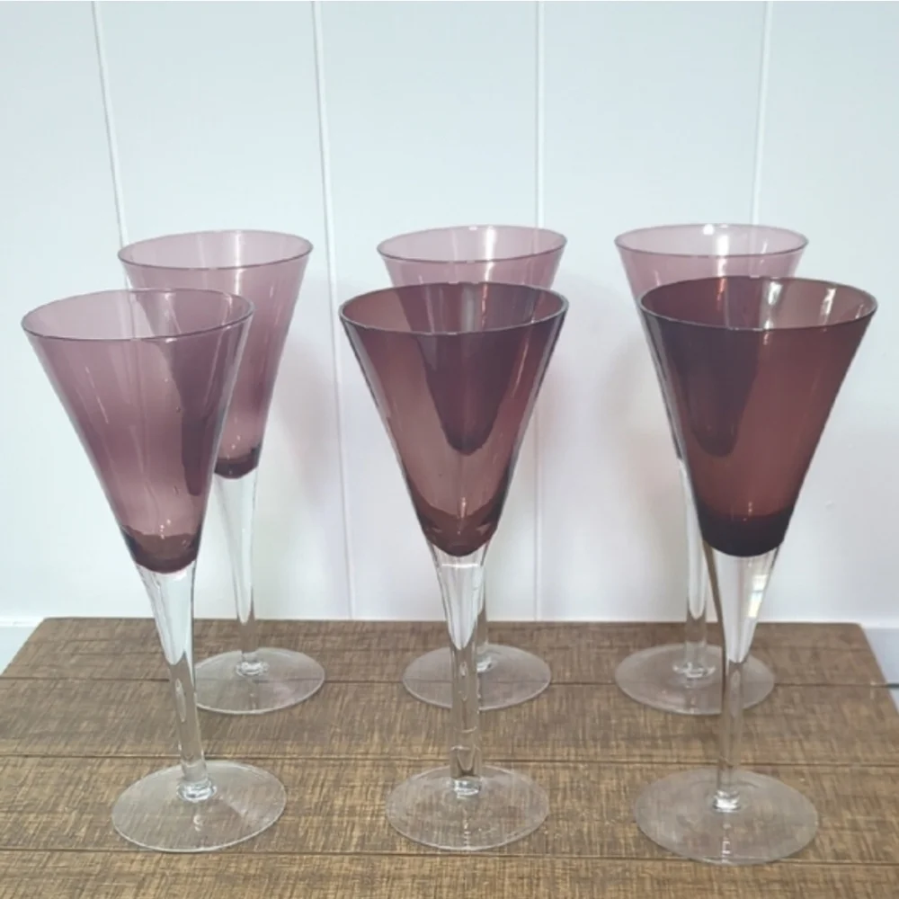 Set of Six Purple Wine Glasses Pottery Barn